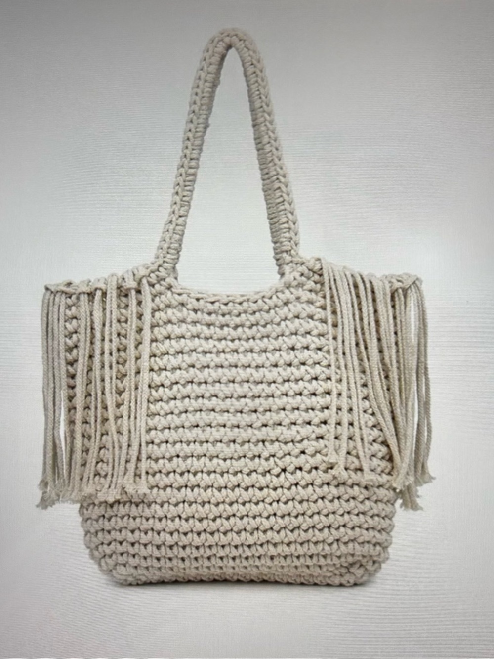 Gracie Macrame Tote with Fringe